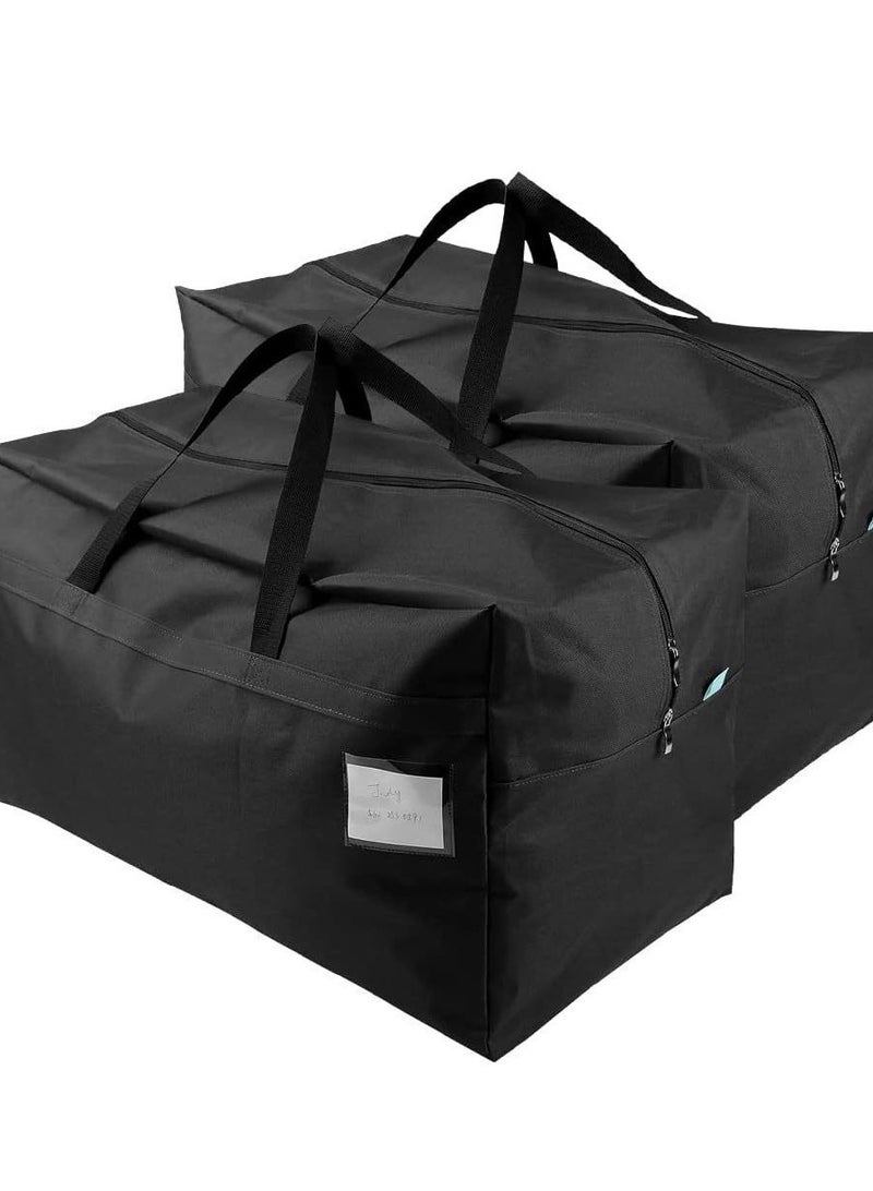 DUNISO حقيبة تخزين ضخمة من قماش أوكسفورد 600D سعة 100 لتر مع سحاب مزدوج و 3 مقHandles قابلة للطي (أسود) - Image 1